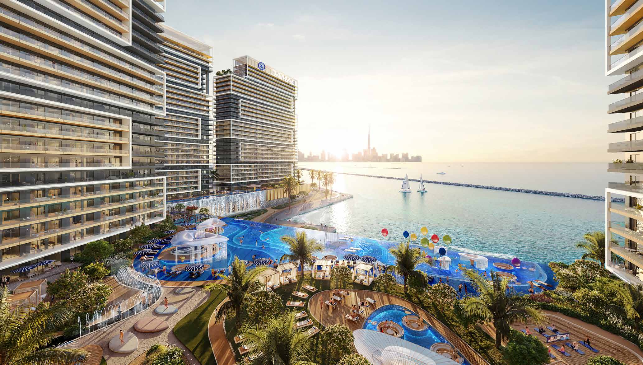 Piscinele și spațiile comune Chelsea Residences, randare din broșura DAMAC