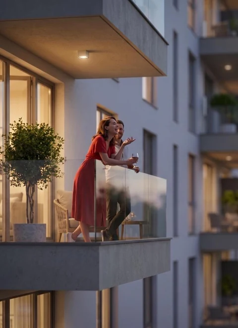 Balcoane și lumină de seară, imagine din prezentarea Harmony