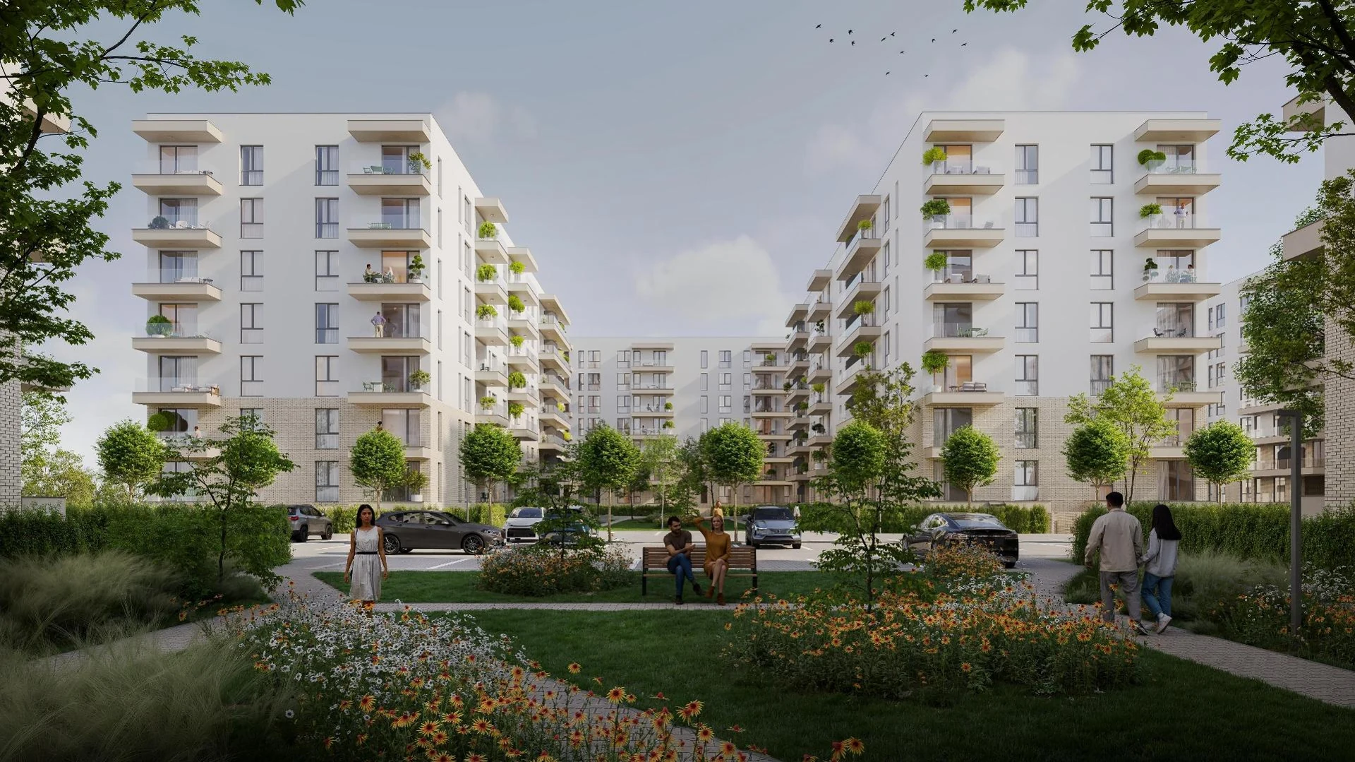 Randare Harmony Apartments: clădiri rezidențiale și curte amenajată